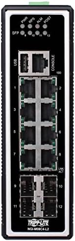Tripp Lite Industrial de 8 portas Poe+ Gigabit Ethernet Switch, 4 slots SFP GBE, 10/100/1000 Megabit RJ45 Portas,