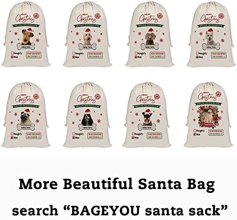 Bage You Funny Boxer Sacos de Papai Noel Sacos de tecido de cachorro personalizados com Saco de Armazenamento de Xmas de cordão