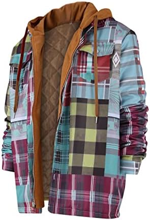 Jaquetas para homens masculino de botão ladeado para baixo camisa xadrez Adicionar veludo para manter jaqueta quente com