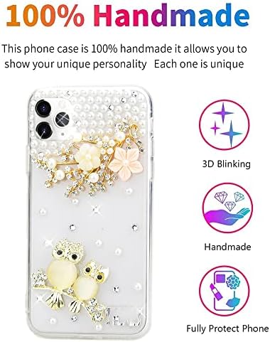 AS -ZEKE ELEGANT PHELE CASE Série Flowers Night Owl Handmdae Design compatível com iPod touch 7th Gen 4.0 polegadas