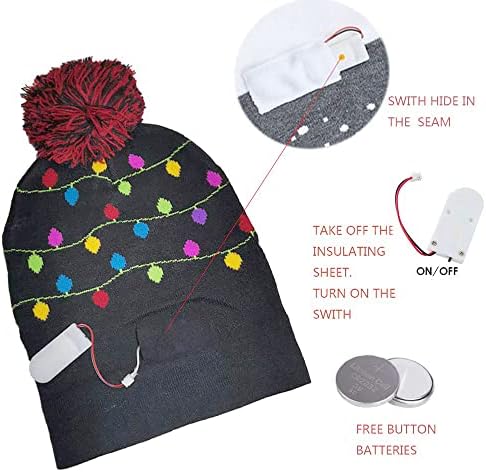 Unisex Feio Led Chattle Hat Christmas Hat Colorful Up Knit