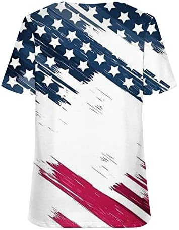 Camisas patrióticas de bandeira americana para mulheres V Neck Oversize 4 de julho Tunic Tops Independence Day 2023 Holiday