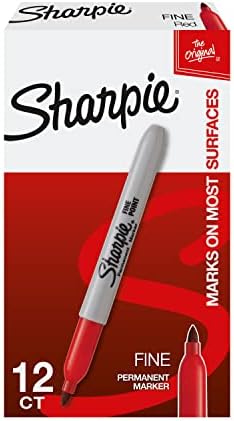 Marcadores permanentes de Sharpie, ponto fino, preto, 12 contagens e marcadores permanentes, ponto fino, vermelho, 12