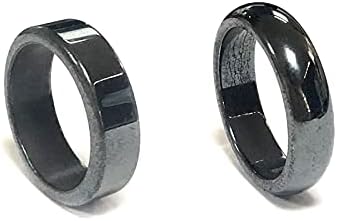 Colorido bling 2pcs punk hematite anéis de casal Casal Balanço de ansiedade de pedra negra Os anéis absorvem energia negativa