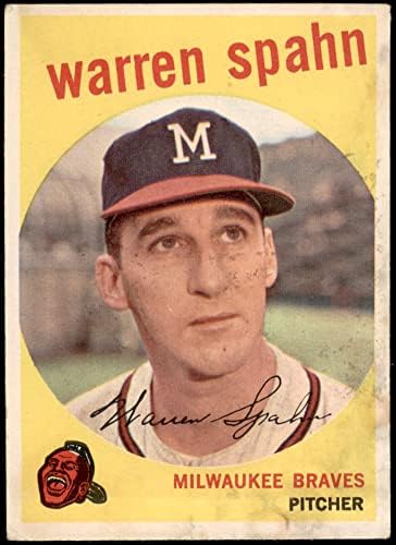 1959 Topps 40 obs Warren Spahn Milwaukee Braves Good Braves