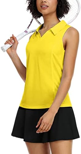 Camisas de pólo de golfe feminino de coorun, sem mangas, camisetas de tênis seco rápido com decote em V com tampa do tanque de