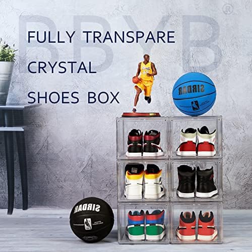 Caixa de sapatos BBYB, caixa de sapatos frontal soltada, caixas de armazenamento de plástico transparente, caixas de armazenamento transparentes transparentes transparentes 3pack