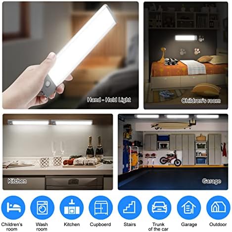 30 LEDs sob luzes do armário, armário de cozinha recarregável USB Luz noturna, bateria operada sob iluminação do