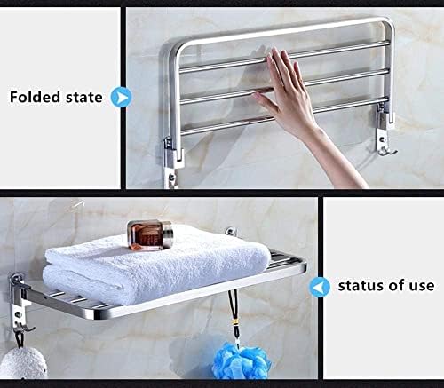Rack de toalha, barra de prateleira de aço inoxidável, trilho de toalha dobrável, categoria de armazenamento, trilho de toalha
