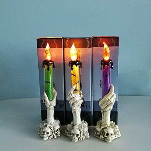 NC Halloween adereços liderados Candle Light Skull Ghost Handless sem fuma