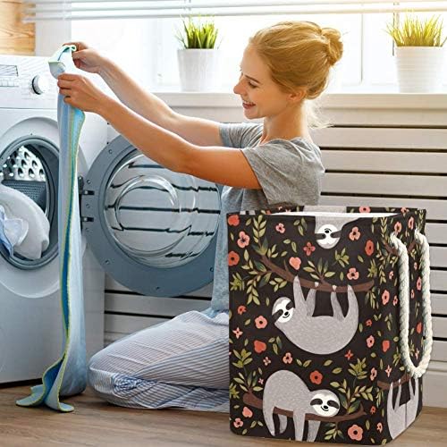 Unicey fofo bebê preguiçosos ramificações de tamanho grande cesto de lavanderia cesto de armazenamento dobrável para quarto