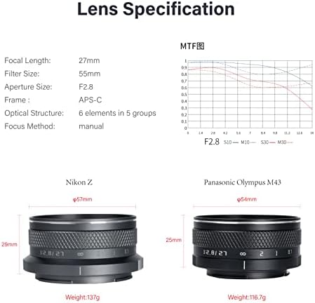 Astrhori 35mm F1.8 Abertura grande Manual de quadro completo Manual Prime Lens Starburst Efeito e slot de filtro Compatível