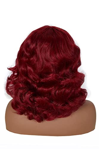 Perucas vermelhas auspiciosas para mulheres perucas sintéticas WAVY, perucas de Halloween para mulheres cosplay adequadas para festas, diariamente, 11,5 polegadas