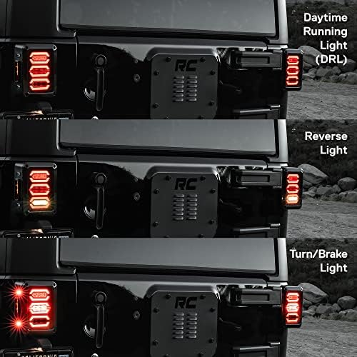 Substituição da luz traseira LED True MODS para Jeep Wrangler [Design de hexágono] [Lente de fumaça] [Plug n Play] - Luz de freio LED Compatível com Jeep Wrangler JK JKU Unlimited Accessories 2007-2018