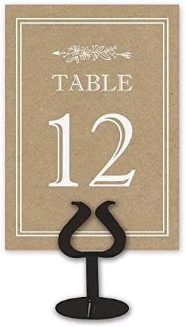 Números impressos de cartão de mesa de festa 1-25, kraft rústico, duplo-lados, rústico