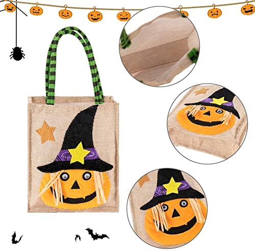 Giga GUD 4 PCs Halloween truque ou tratamento de bolsas de abanação de halloween sacos de guloseimas favores de abóbora, cestas de gato, bruxa e vampiros cestas reutilizáveis