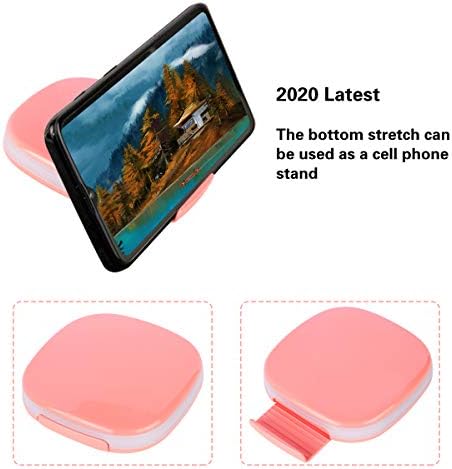 Yixin LED Travel Makeup espelho, ampliação 1x/5x, portátil, compacto, pequeno espelho dobrável de 3,5 ”de largura e iluminado, espelho de viagem de luz do dia, carregamento USB, pode ser colocado no bolso, carteira, bolsa （rosa）