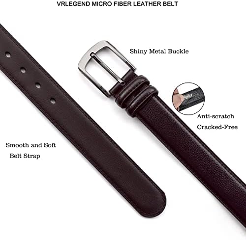 Cinturões masculinos de vrlegend grande e alto 36 -70 cinto de couro de couro cinto de vestido casual, cores pretas e marrons