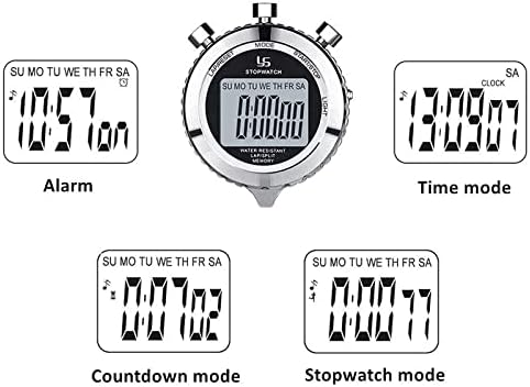 Ganfanren Digital Stopwatch Timer Metal Stop Watch With Backlight, Timer de Stopwatch de 2 voltas para competição de esportes
