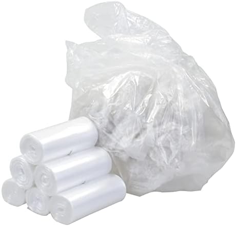 Ponpong de 1,2 galão de sacos de lixo transparente, forros de lixo de plástico, 150 sacos/ 6 rolos