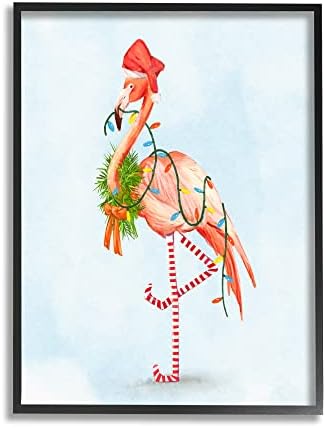 Stuell Industries Flamingo Flamingo Luzes de Christmas Wreath Whreated Stockings, Design de Ziwei Li