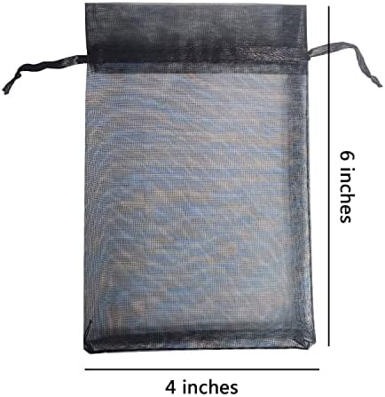Bolsas de presente de organza da Hwceo pacotes de 50 traços de 4x6 polegadas preto para chá de bebê, aniversário de menina,