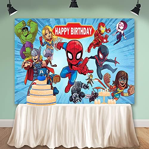 Cartoon Superhero Spiderman Castas Avengers Birthday Birthday Borndrop para Baby Shower Supplies Banner Photograph Background Studio Props 7x5ft