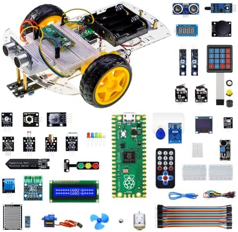 Raspberry Pi Pico, Elecrow Sensor Advanced Kit para programação, Pi Pico Micropython 32 Projeta lições e 32 módulos com tutorial detalhado para programador