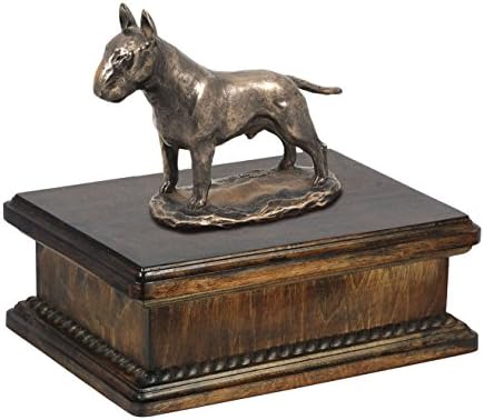Bull terrier, memorial, urna para as cinzas de cachorro, com estátua de cães, exclusiva, Artdog