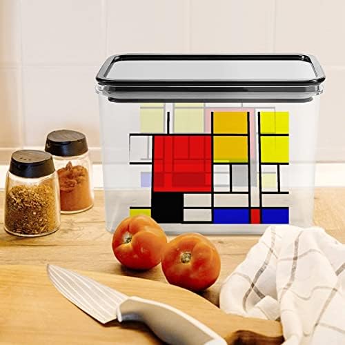 Caixa de armazenamento de estilo Mondrian Caixa de contêineres organizadores de alimentos plásticos com tampa para cozinha