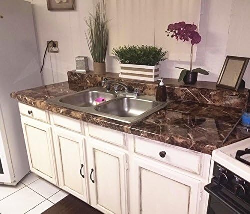 UPREDO Brown Marble Contato Papel Granito Look Efeito de mármore Efeito bancada Gloss Vinil cozinha banheiro mesa de mesa de mesa de mesa 12 polegadas por 79 polegadas