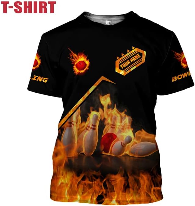 Camisa de boliche americana personalizada Nome personalizado Camisas de boliche Bowling Bowler UNISSISEX 3D em toda a camiseta impressa para homens