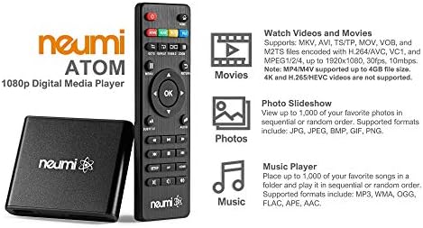 Neumi Atom 1080p Full -HD Digital Media Player para unidades USB e cartas SD - com HDMI e AV analógico, reprodução automática