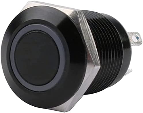 Interruptor de botão de metal preto oxidado de Nunomo 12mm de 12 mm com lâmpada LED Momentary trava PC Power interruptor