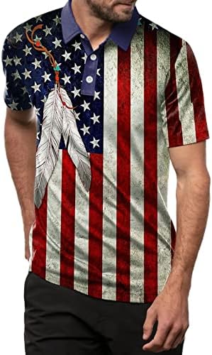 XXBR Mens Camisas Polo Polo Mens Americano Bandeira Americana Indiana Camiseta Indiana Tops de Summer Manga Curta Casual