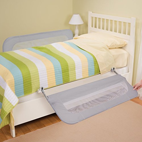 Summer® Bedrail de segurança dupla, cinza, metal e base de tecido Conjunto para crianças, 42,5 ”de comprimento, se encaixa nas camas gêmeas, cheias e queen e acomoda colchões grossos e camas de plataforma
