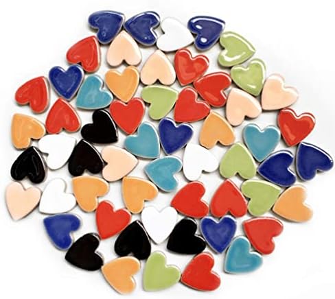 Artlife Home 48 peças Mosaico de vidro Tilhas para artesanato, peças de cerâmica de vitrais coloridos para projetos de mosaico Love Heart 2.2x2.3 cm - roxo, 200g