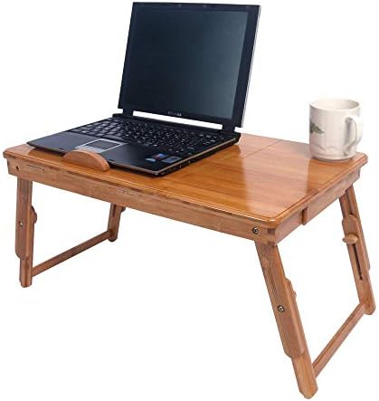 Padrão Yumuo Hollowd-Out Desk Ajustável Computador com Copo Stand Wood Color YY1001
