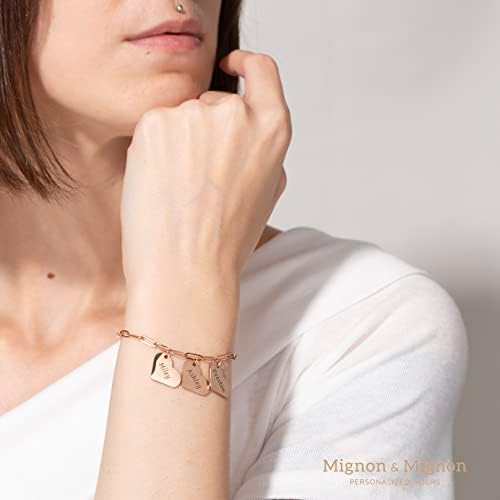 MignonAndmignon Paperclip Chain Bracelet personalizada para sua pulseira cardíaca de bracelete cardíaco