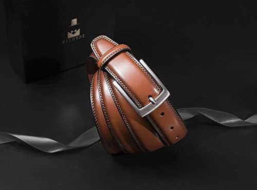 Milorde Men's Genuine Leather Dress Belt, artesanal, de couro, moda e designs clássicos para negócios de trabalho