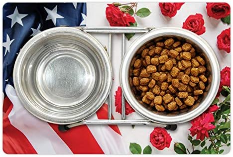 Ambsosonne, 4 de julho, tapete de animais de estimação para alimentos e água, Independence Day Design Imagem de bandeira