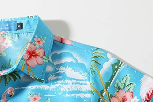Camisa havaiana de meninos grandes da SSLR, camisa infantil havaiana, camisa flamingos de manga curta Luau camisa para