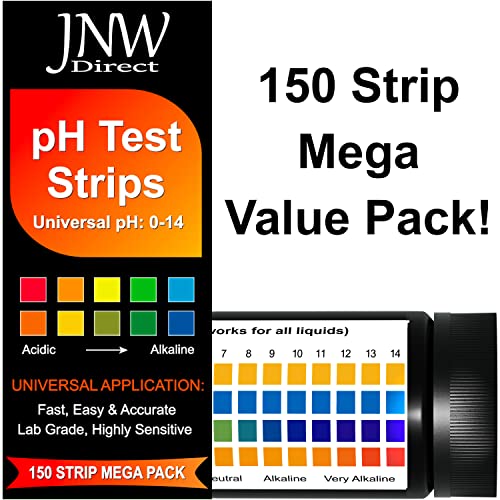 Kit de tiras de pH do pH universal - kit de tiras de ph tester com e -book - 150 tiras de teste de pH 150 rápido e fácil - kit de teste de balancete de pH - 150 tiras de jnw diretamente