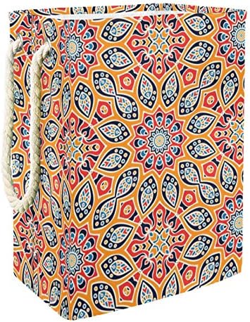 Mapolo Lavanderia cesto colorido mandala colorida cesta de armazenamento de lavanderia dobrável sem costura com alças