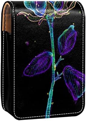 Caixa de batom de Oryuekan, bolsa de maquiagem portátil fofa bolsa cosmética, organizador de maquiagem do suporte do batom, verde roxo de flores de neon flor de neon