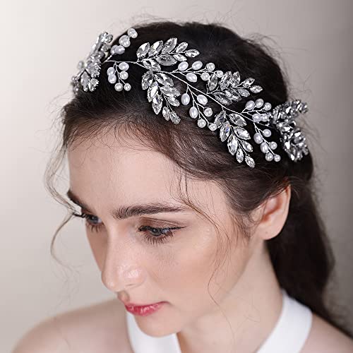 Videira de cabelo de cristal de cristal beryuan para a noiva dama de honra Pérolas de miçangas Acessórios para o cabelo da faixa