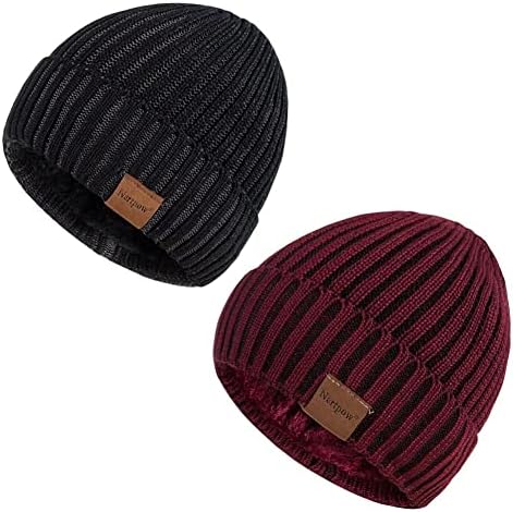 Chapéu de gorro Nertpow para homens e mulheres, lã de lã quente de inverno alinhado