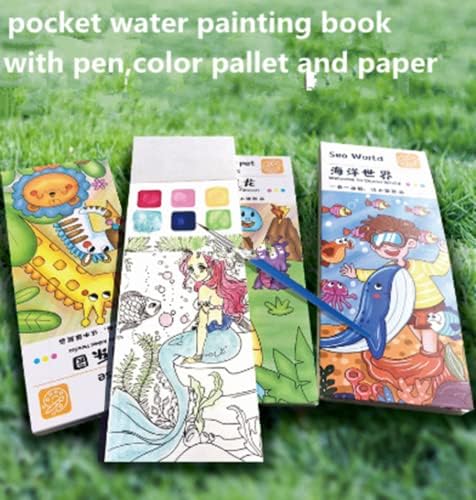 Livro de pintura em aquarela de bolso infantil, kits de pintura em aquarela infantis, livro de desenho de artesanato