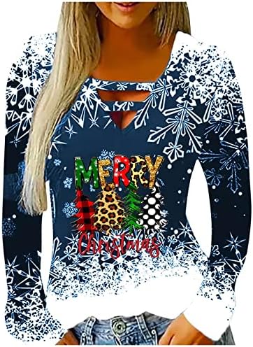 Auimank Christmas Crewneck Sweatshirt Womens Feia Christmas Sweater Feliz Natal Camisetas para Mulheres, Mulheres