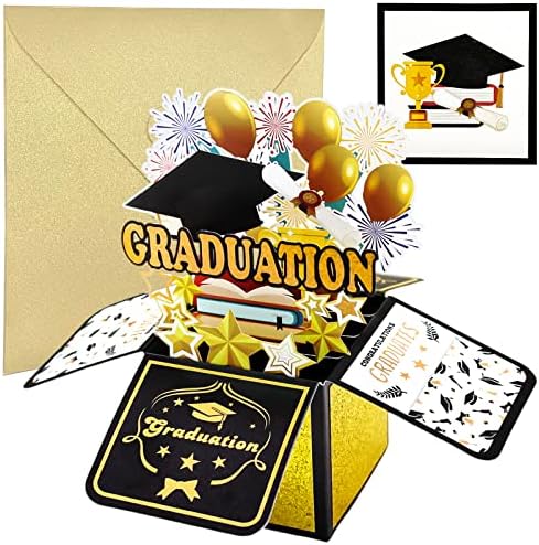 McZan Pop Up Graduation Card, Cartão de graduação em 3D de formatura, cartão de formatura para graduação, com envelope, presente para estudantes de graduação - um